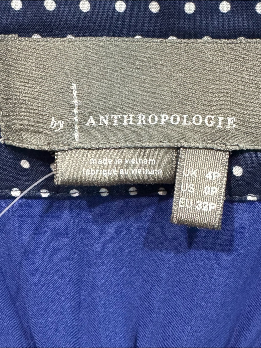 By Anthropologie Blue Satin Draped Wrap Midi Cocktail Dress 0P Petite Wedding - Picture 9 of 12